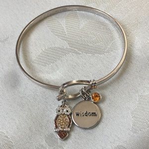 SU CZ Owl Wisdom Charm Bracelet
